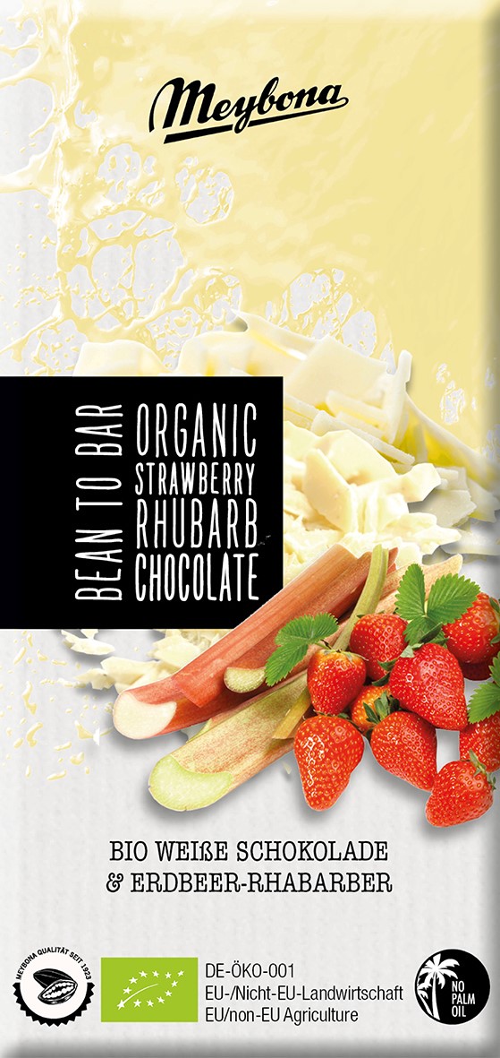 »Weiße Schokolade Erdbeer-Rhabarber« Bio
