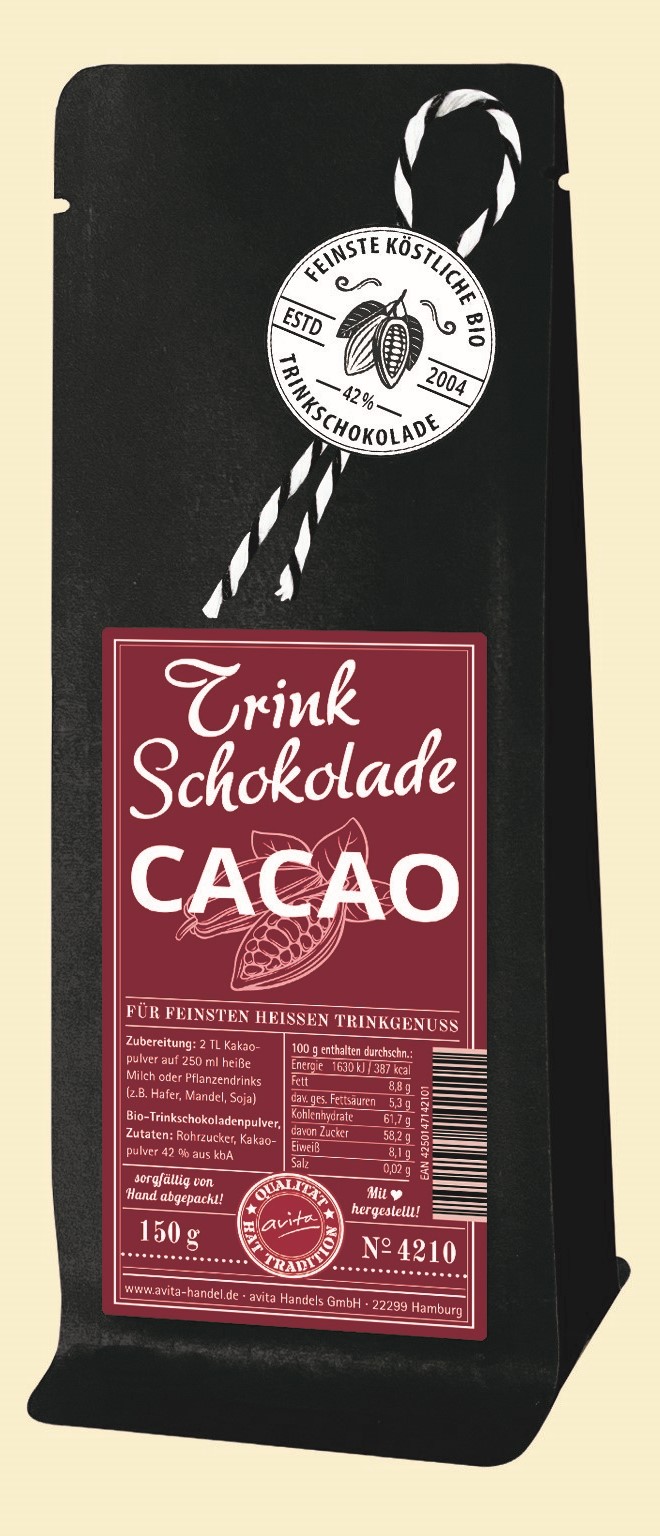 »Feinste Bio-Trinkschokolade Cacao« 